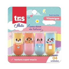 BORRACHA PONTEIRA HOLIC VITAMIGOS COM 04 UNIDADES - TRIS